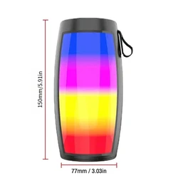 Portable Bluetooth Wireless Speaker with Powerful Bass and LED Light Display (Black)