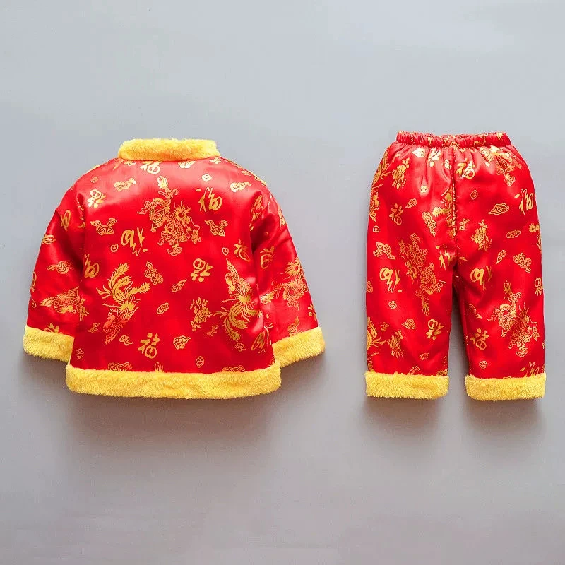 Chinese Traditional Costume Tang Chinese Traditional Costume For Newborn Baby Boys Embroidery Winter Red New Year Birthday Gift Christmas Longsleeve