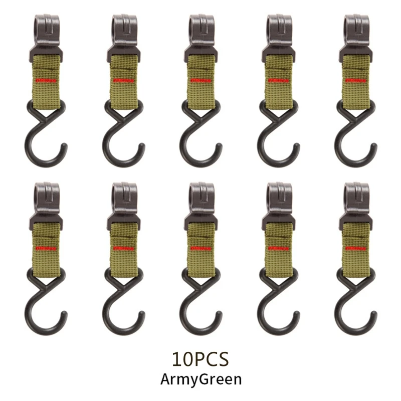 

10 Pcs S-Shaped Awning Tent Hooks Moveable Storage Hook Outdoor Camping Hook