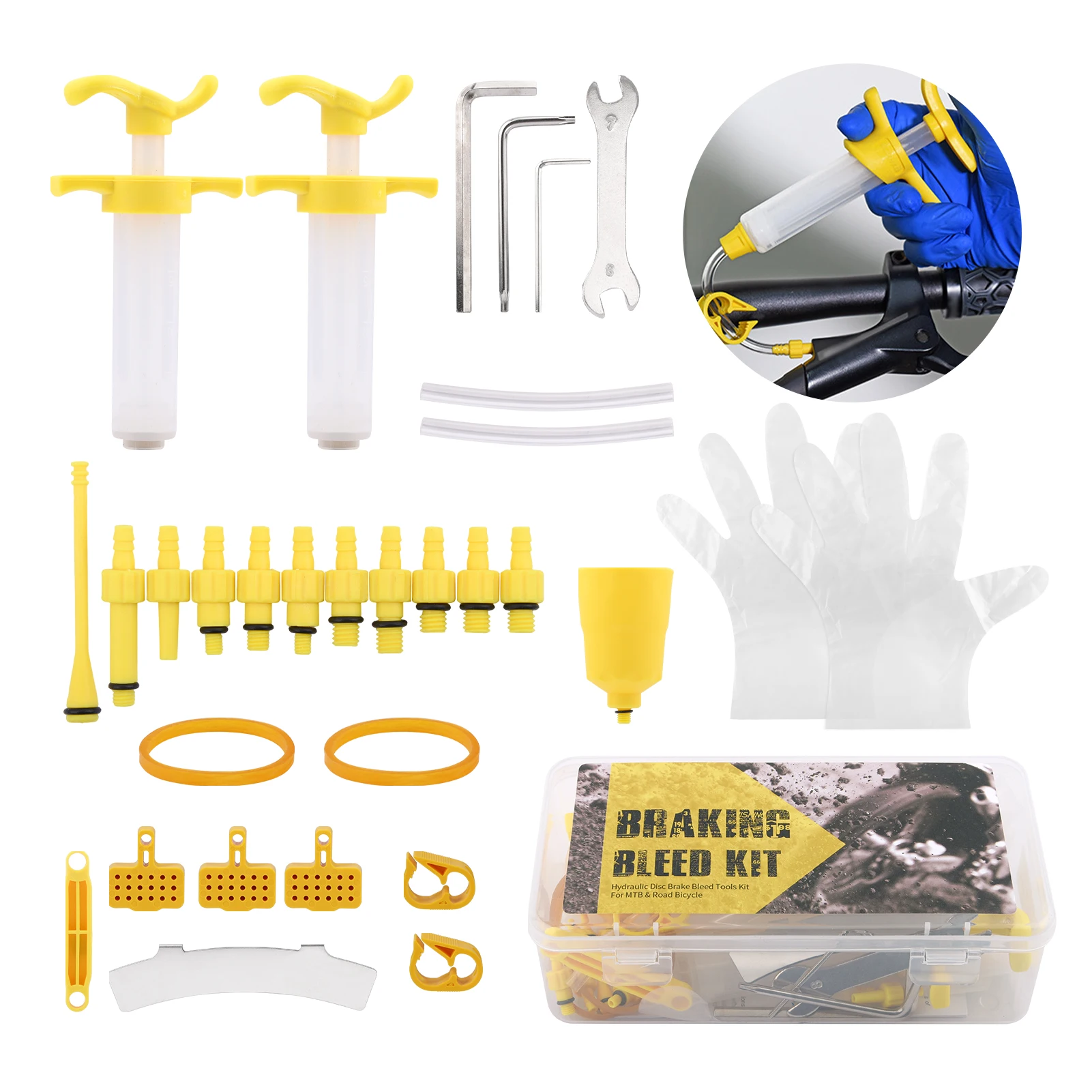 

29pcs Hydraulic Disc Brake Cycling MTB Universal Repair Tool With Wrench For Bicycle Easy Use Multi Connectors Bleed Kit Plastic