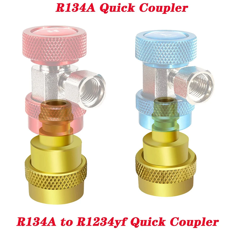Adaptateur R134a Pour Climatisation Auto - Filetage SAE, M14/1/4 Pouce, Laiton - Outil Extraction/distribution Réfrigérant