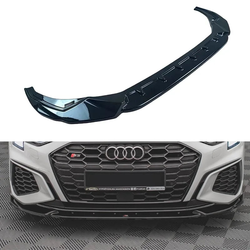 Maxton Style Front Splitter V.3 for AUDI A3 S-Line & S3 Saloon / Sportback Pre Facelift Front Bumper Lip Chin Spoiler