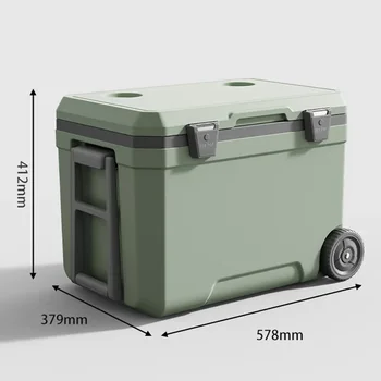 45L Portable Wheeled Cooler Box Waterproof Outdoor Camping Incubator Fresh-keeping Refrigerator PP Material Food Storage HSI 1