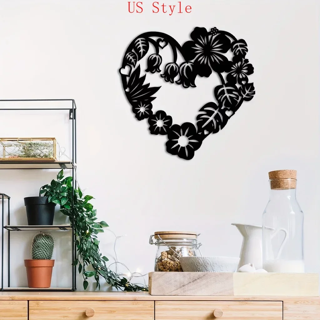 

Metal Heart Garland Home Decor Sign Metal Wall Hanging Decor, Black Modern Beautiful Heart Garland Metal Wall Mounted Signs Gar