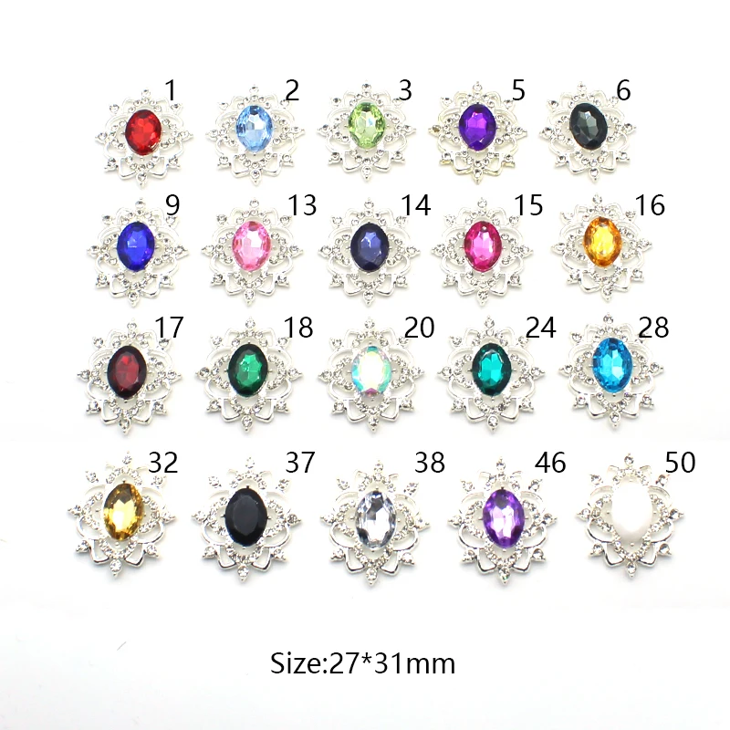 Neue 10pcs 27*31mm ovale Wasser Diamant legierung Blumen teller Schmuck Zubehör DIY Hochzeits kleid Bogen Kopf bedeckung Schmuck Zubehör