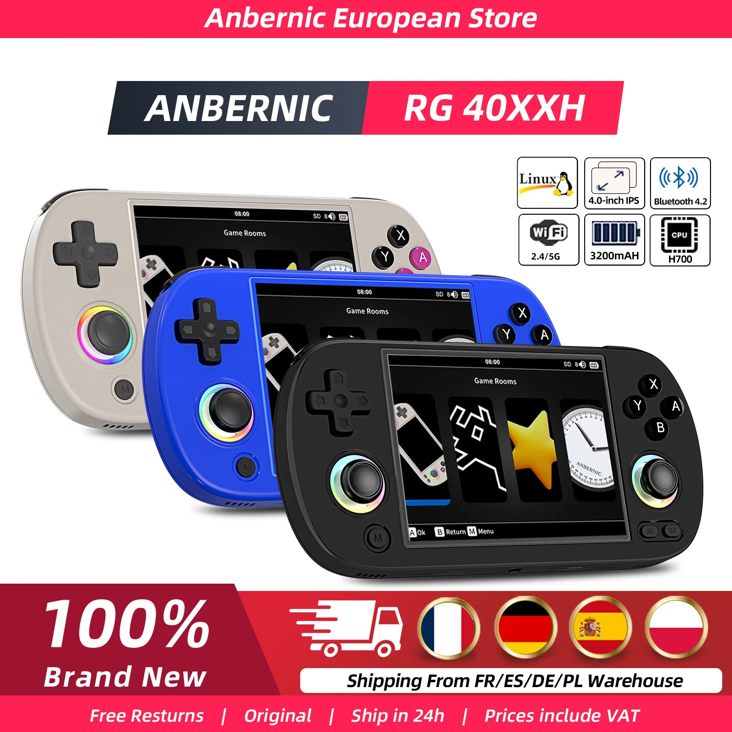 Anbernic RG40XXH Consola Portátil Juegos