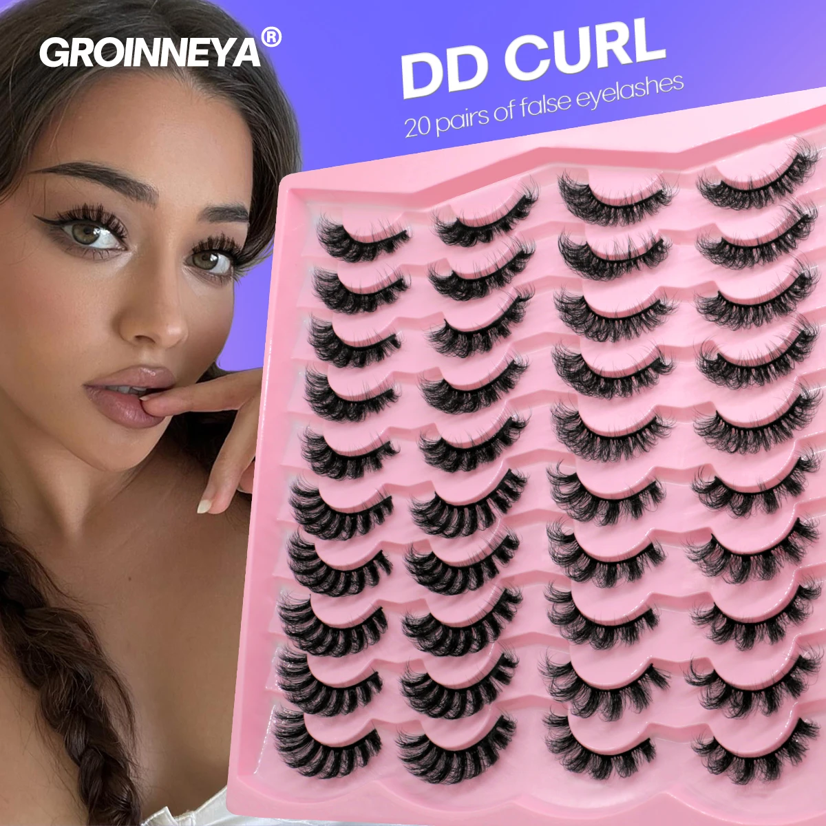 

GROINNEYA 5/7/10/20 Pairs Russian Strip Lashes Fluffy Mink Lashes 3D False Eyelashes Russian Eyelashes D Curl Fake Eyelashes