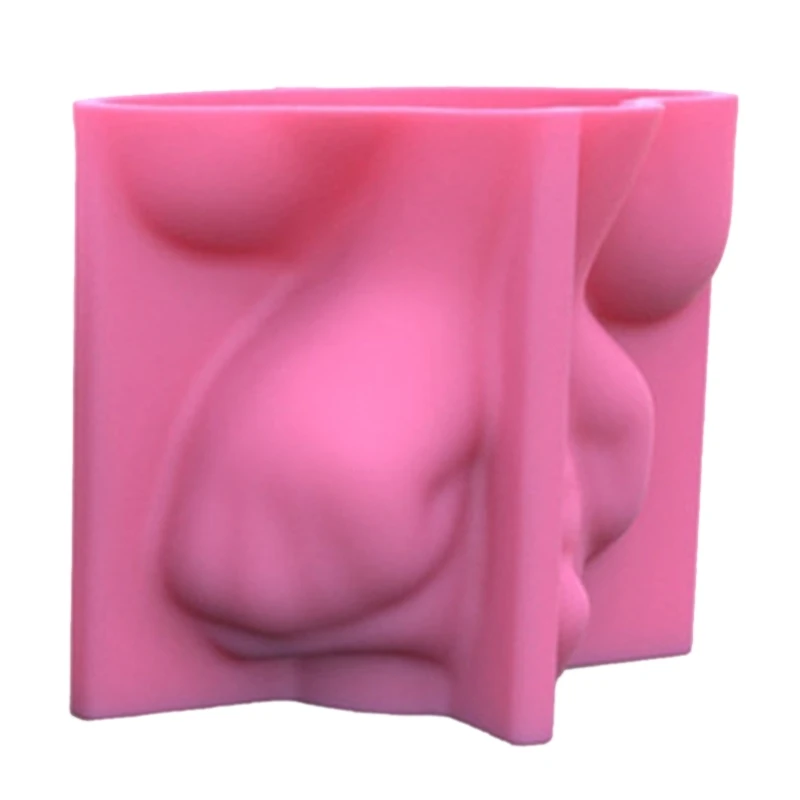 MXME Cheek Support Face Gypsum Flower Pot Silicone Mold Epoxy Resin Casting Mold Succulent Pot Cement Mold Holder Mold
