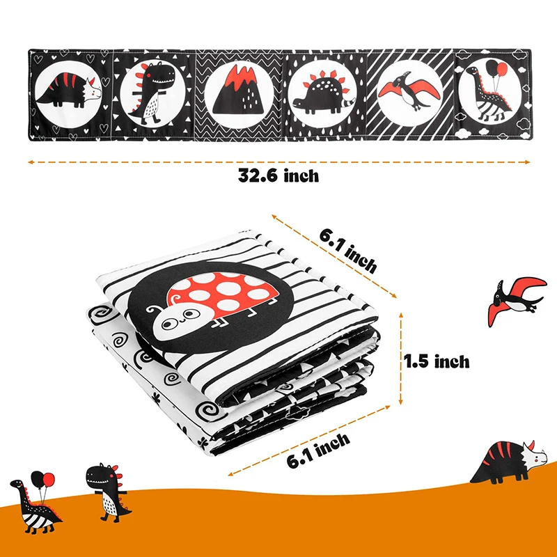 Děťátko měkké látka kniha černá a bělouš vysoký kontrast senzorických hraček záhy osvěta batolata senzorických aktivita textilie kniha pro miminka