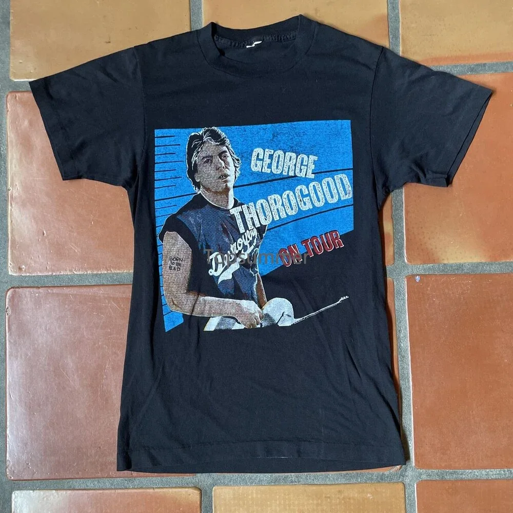 

Мужская футболка Vtg George Thorogood Born To Be Bad Rock Tour, черная футболка с графическим принтом