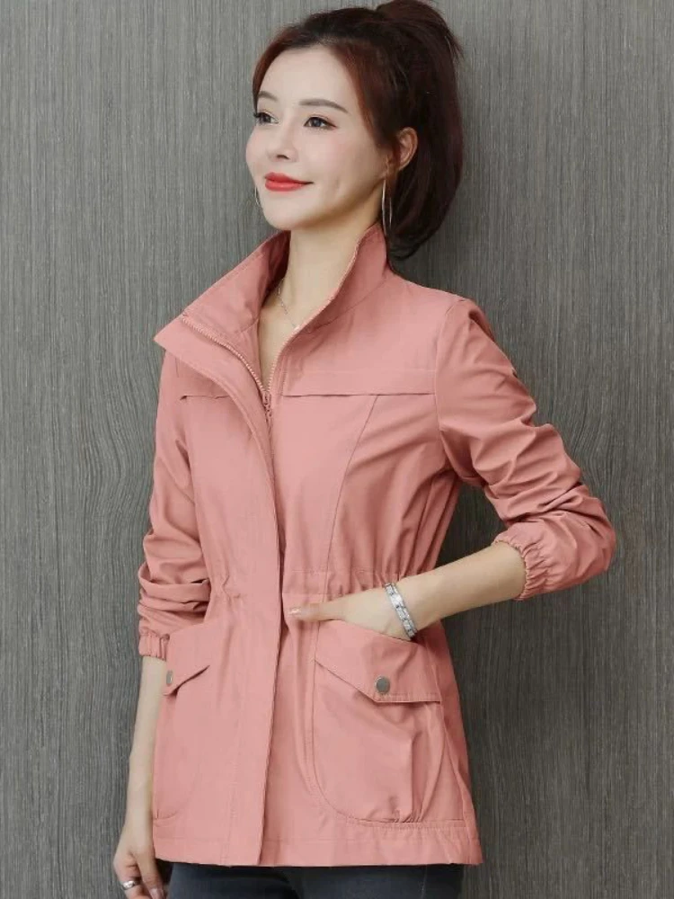 

Женская короткая куртка, новинка сезона весна-осень 2024, Повседневная Женская куртка с воротником, Базовая куртка на молнии, топы с подкладкой