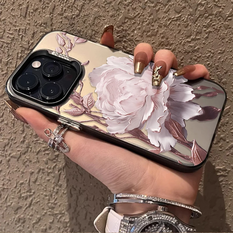 Luxury Golden Lotus Flower Plating Shockproof Clear Phone Case
