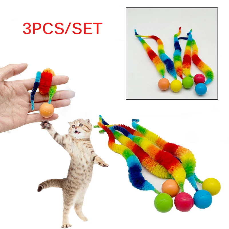 Kitten Interactive Toys Tickle Cat Colorful Bouncing Ball Pet Cat ...