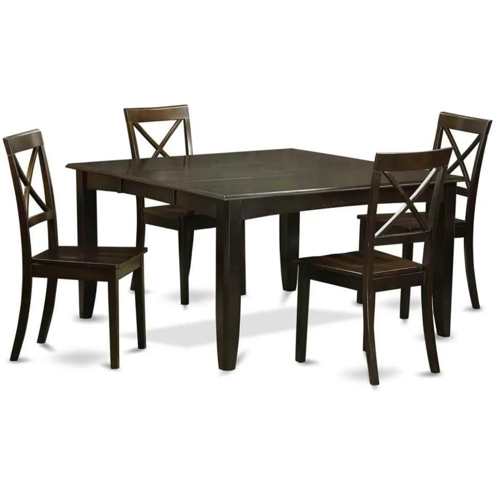 Modern Dining Table Set 9 Pcs Square Wooden Table Butterfly Leaf 8 Kitchen Dining Chairs Kitchen Set
