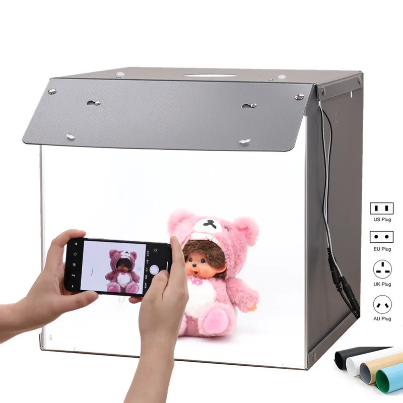 40cm Fold Photography Light Box Portable Dimmable Photo Studio LED Softbox Table Shooting Tent Lights Kit With 6 Backdrops