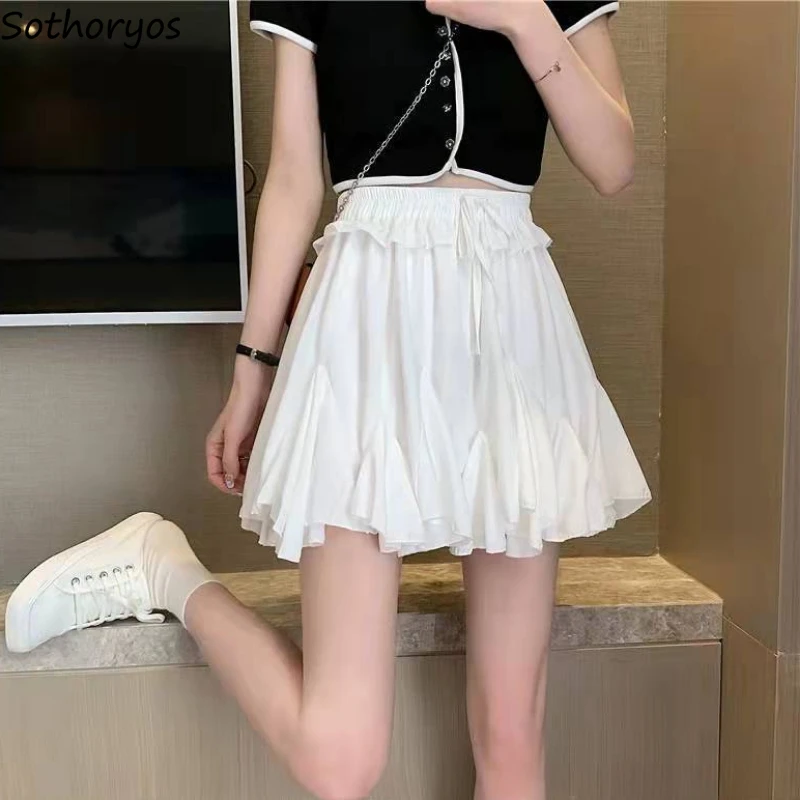 

Summer A-line Skirts Women Sweet High Waist Students Youthful Cute Mini Skirt College Popular Korean Fashion Streetwear Faldas