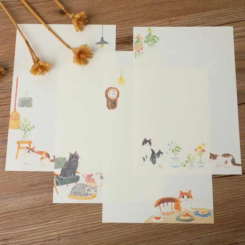 Kawaii Cats Envelopes with Letter Pads Cartoon Letter Writing Paper Wedding Invitation Card Cover 9pcs/set kraft paper envelopes window envelopes mailing envelopes mini envelopes writing paper set