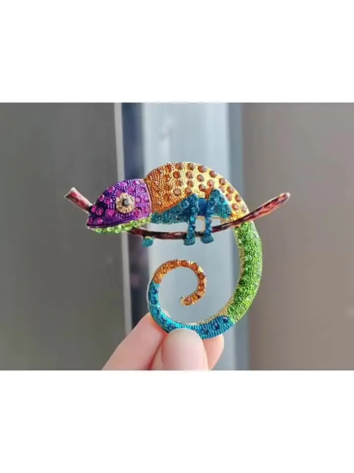 Broche De Camaleón De Diamantes De Imitación Para Mujer, Exquisito