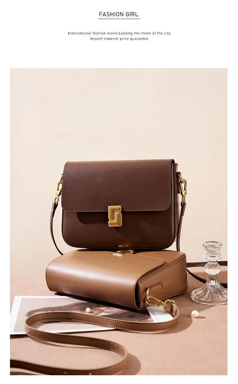 Luxury Women’s Genuine Leather Crossbody Square Bag