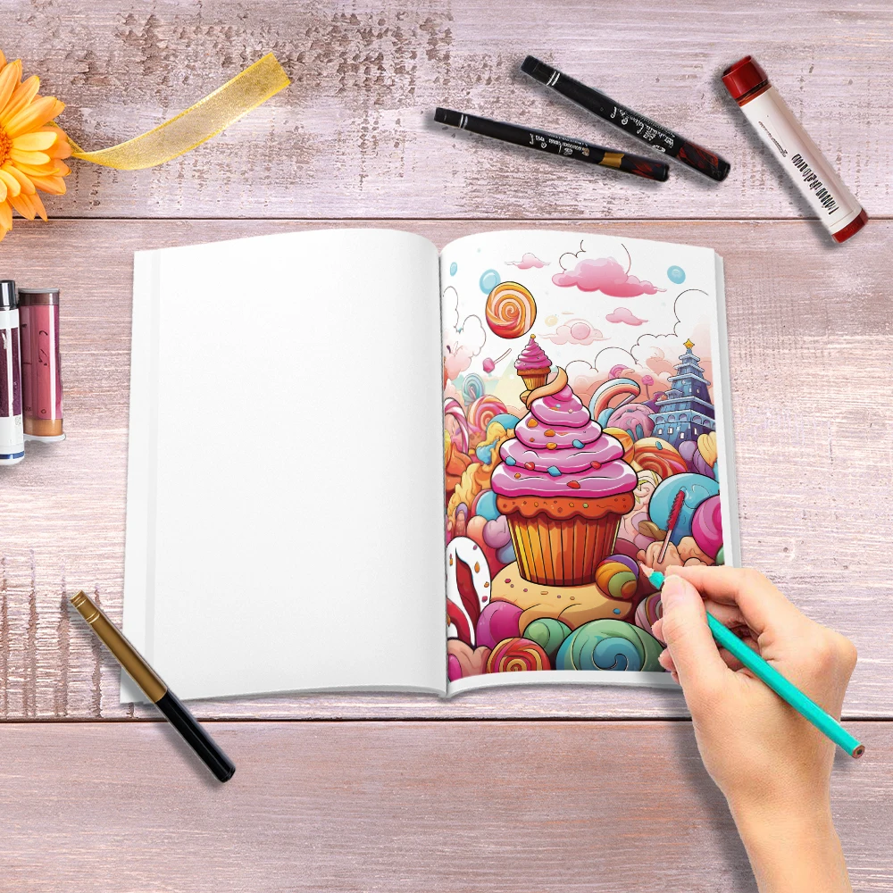 1pc, Dessert Coloring Book, Teenagers Coloring Book, 39 Different Patterns, 100gsm Thick Paper, Stress Relief, Birthday Gift 4