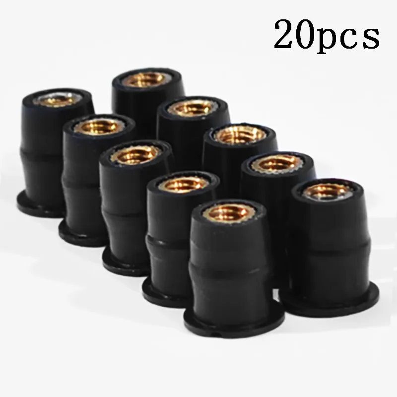 20Pcs/Set M5 5mm Metric Rubber Well Nuts Windscreen Windshield Fairing Cowl For Honda For Suzuki Auto Motorbike Off-road