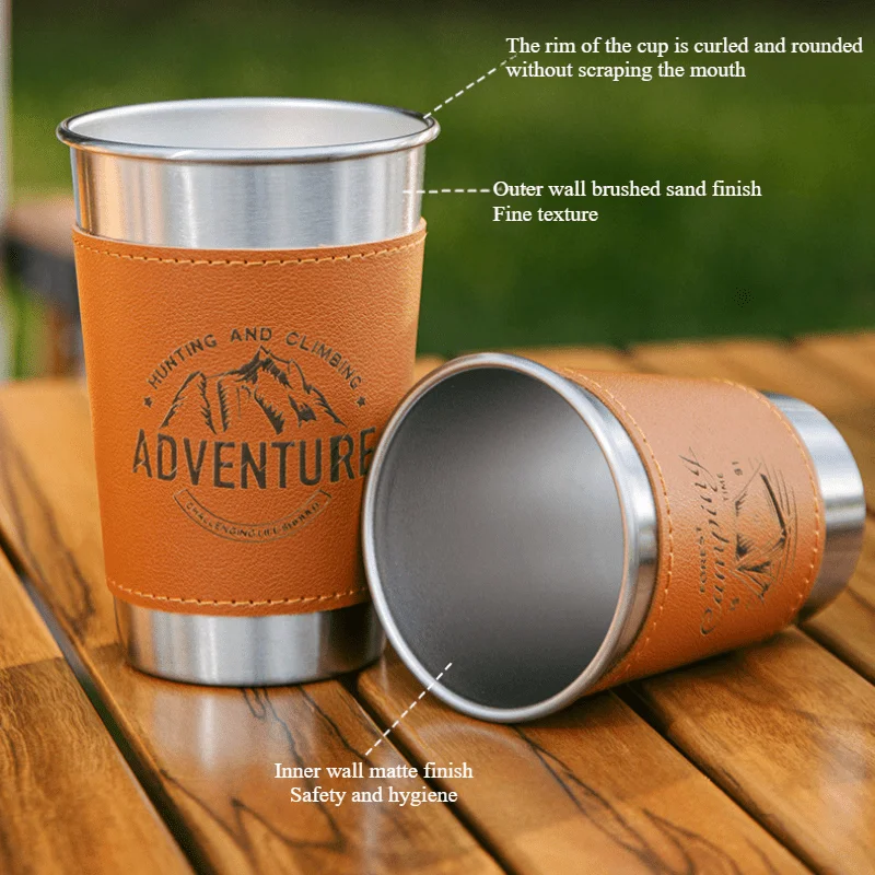 Outdoor 304 Stainless Steel Water Mug Portable Camping Mug Picnic Gear Barbecue Beer Mug Travel Coffee Mug, Camping Equipment