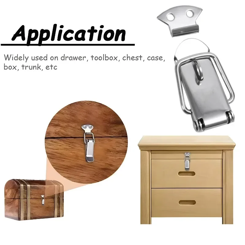 Duck-mouth Buckle Hook Stainless Steel Buckle Padlock 1/10PCS Wooden Box Furniture Cabinet Door Lock Luggage Latches Clip furniture hardware,toggle latches,jewelry box hasps,decorative latches