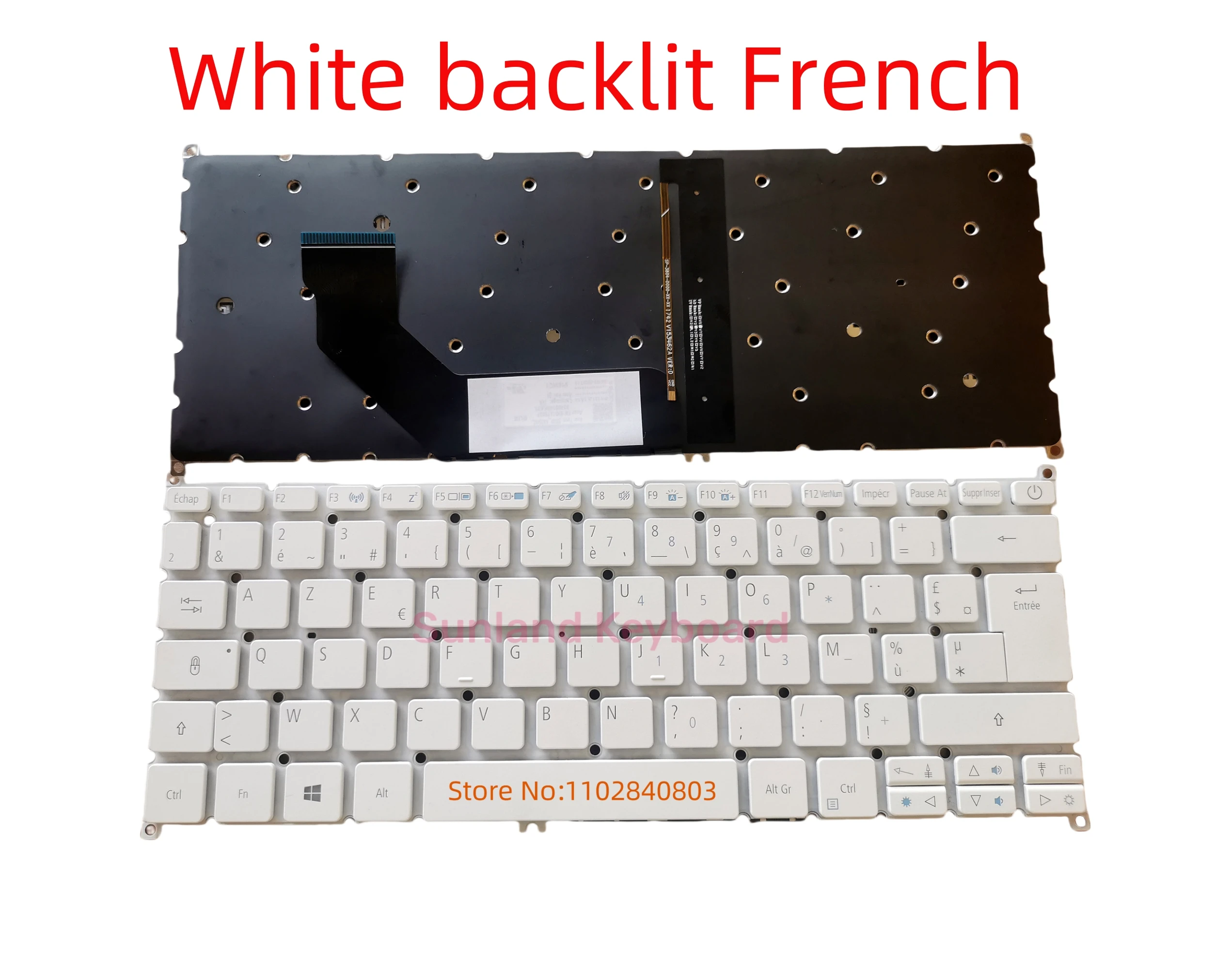 New UK CA SP LA PO FR RU IT Keyboard Backlit for Acer Swift 113 SF113-31 N17P2 S13 SF514 SF314-52G S5-371 SF5 VX15 S30-20 white