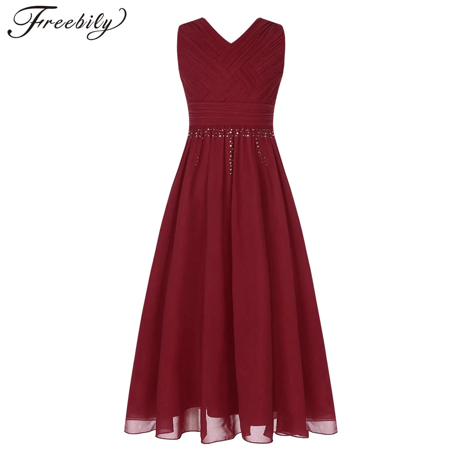 

Детское шифоновое платье без рукавов для девочек, платье для вечеринки на день рождения, танцевальная одежда для выступлений и бальных танцев, летний костюм