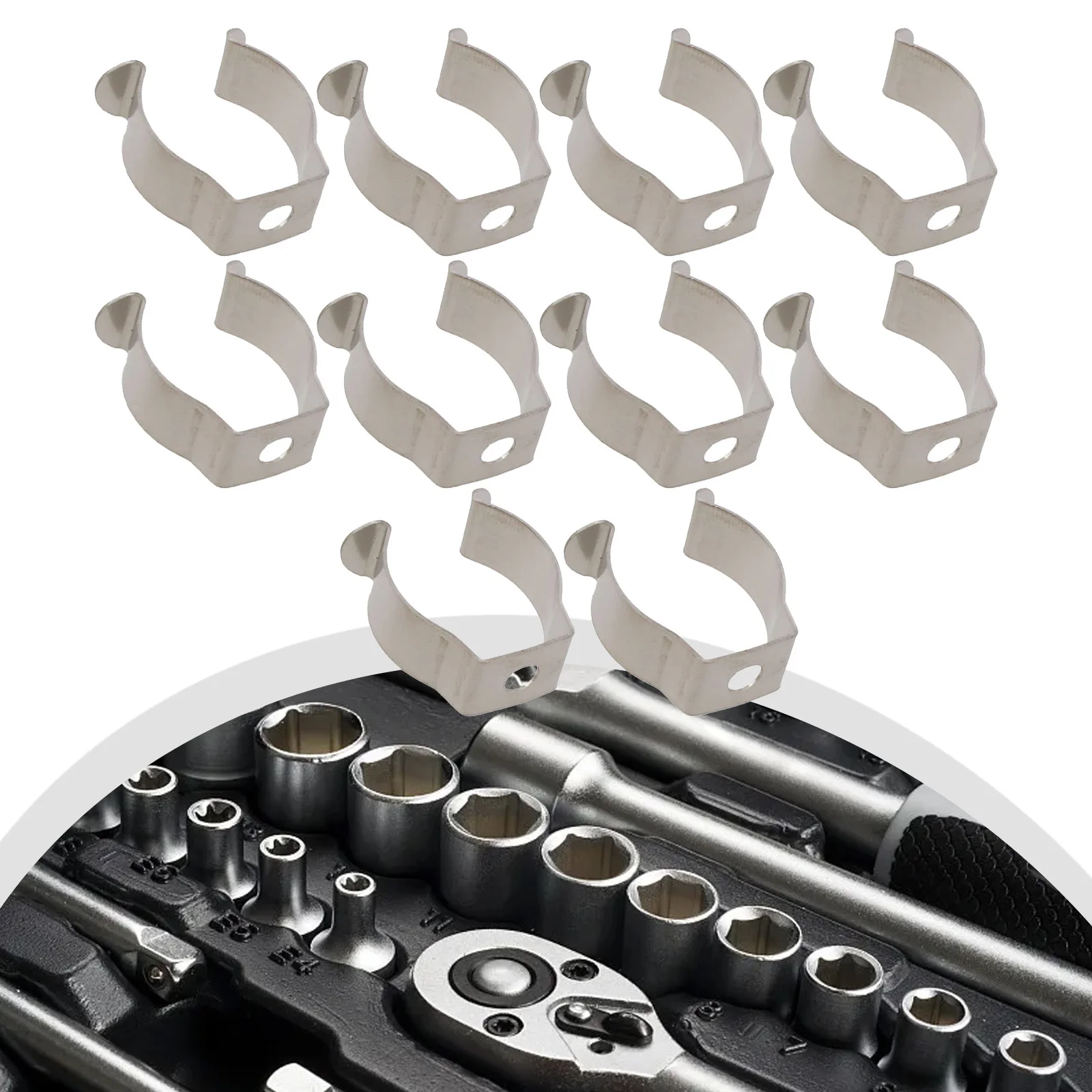 10pcs Spring Terry Clips Stainless Steel Narrow Base Tools 6mm-28mm Heavy Duty Tools Storage Hangers For Garages Sheds Hardwares