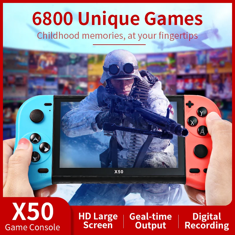 

new X50 5.1 HD screen 64bit Video games supports multiple emulators ortable Handheld Retro Game Console Video Player tv output