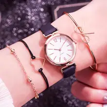 

4PCS /Set Fashion Ladies Bracelet Quartz Watches Fashion Women Leather Dress Sports Wrist Watch Hand Clock Relogio feminino