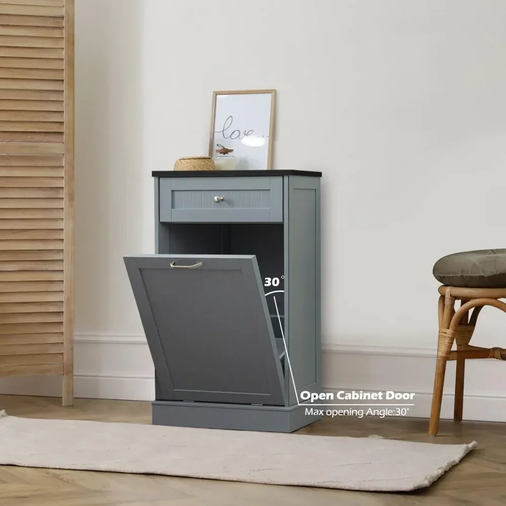 Kitchen Tilt Out Trash Cabinet Upgrade Wooden Free Standing Trash Cabinet with Hideaway Drawer 10 Gallon Cabinet Kitchen