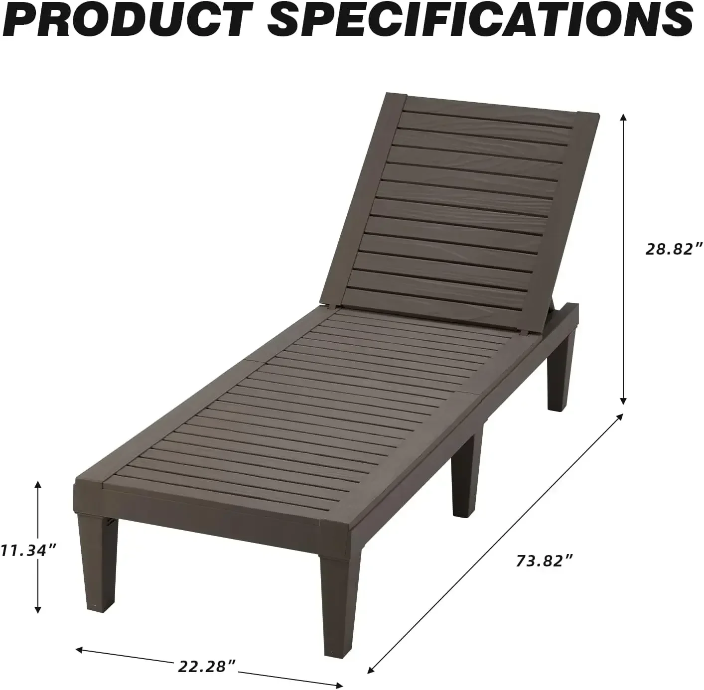 - HOT Outdoor Chaise Lounge Chairs, All-Weather Patio Loungers with 5-Position Adjustable Backrest & Wood Texture Design, Set