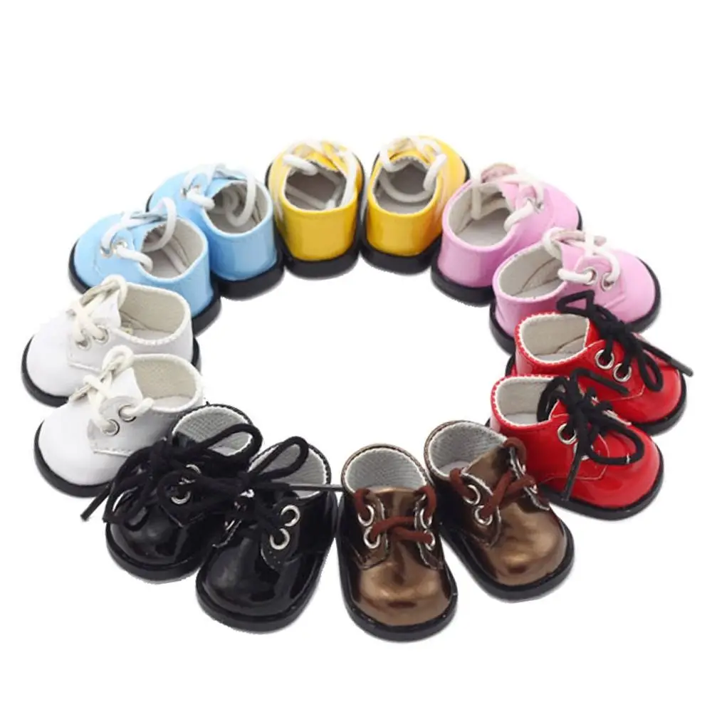 Gift Handmade American Doll Mini Toy Shoes Doll Bright Leather Shoes Doll Causal Shoes Doll Accessories Doll Bandage Shoes
