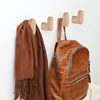 1/4Pcs Natural Wooden Decorative Hook Key Holder Door Hanger Wall-mounted Punch Robe Hook Coat Bag Rack Home Storage Organizer 1