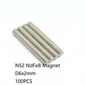 100PCS N52 D6x2mm