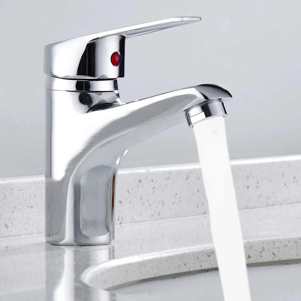Brass Chrome Finish Bathroom Sink Faucet Single Lever
