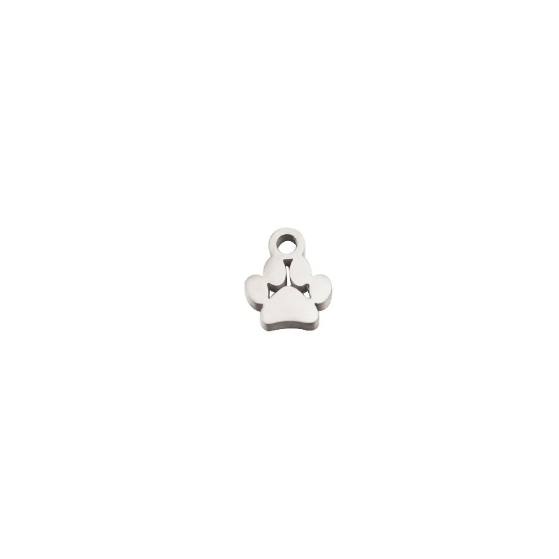 Stainless Steel Hollow Paw Pendant For DIY Making Necklaces Bracelets Keychain Jewelry Mirror Polish Dog Paw Charms  20PCS
