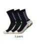 3 pairs of anti-skid classic sports socks with adhesive points, football socks