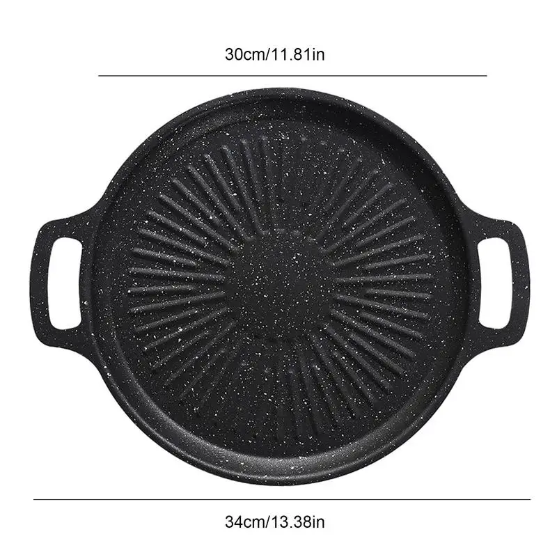 BBQ Grill Pan Korean Round Pots Outdoor Camping Bakeware Tray Thick Cast Iron Barbecue Frying Pan Kitchen Non-stick Cooker kitchen utensils camping cookware camping cookware set bbq grill pan