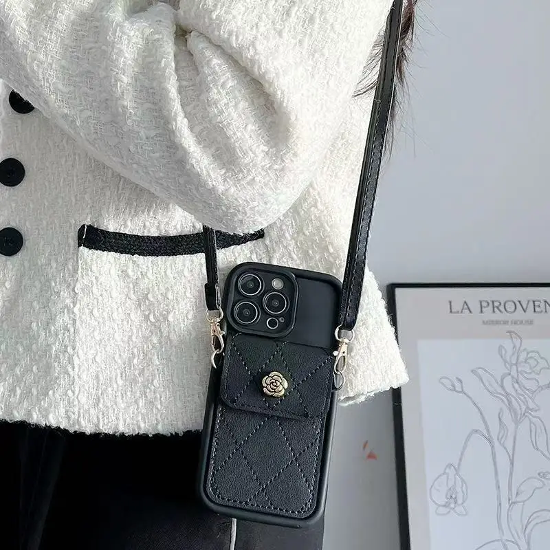 Sleek Crossbody Wallet Card Holder Phone Case with Lanyard