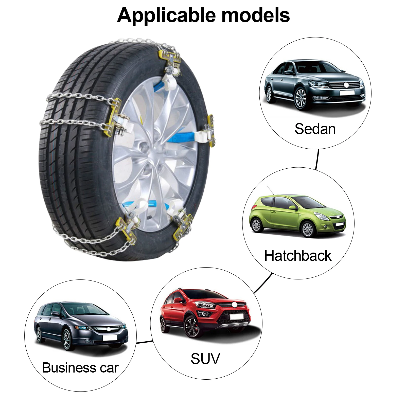 1PC Snow Chains For Car Anti-Skid Tire Chains Adjustable Auto Vehicles Tyre Cable Safe Belt For Car Universal S/M/L Real Shot