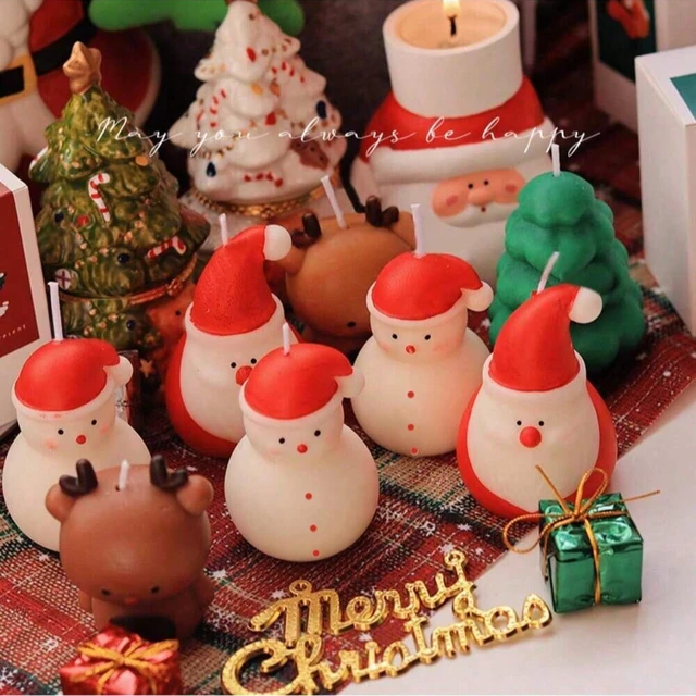 1/4pcs Candela Natale Gioca profumato Candela Ornamento Regalo Decorazione Carino Snowman fiocco di neve Alce Albero forma Candela Natale