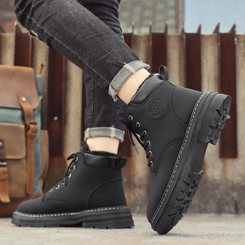 

Men Boots Outdoor Hiking Boots Winter Light Non-slip Men Desert Platform Ankle Boots Lace Up Sports Shoes Male Vulcanized Shoes