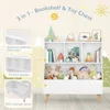 Kids Bookshelf and Toy Storage, 3-Tier Wooden Open Bookcase, Baby Book and Toy Storage Display Organizer with Spacious Top Shelf 4