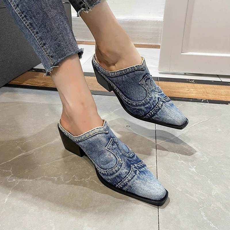 Blue Mule Women | Blue Mule Half Shoe | Cloth Half Sandals | Blue Mules  Sandals - 2023 New - Aliexpress