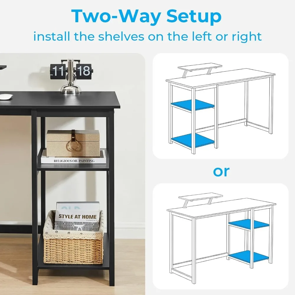 Computer Desk 39 Inch W Monitor Stand,Office Desk with Adjustable Storage Shelves,Small Gaming Desk for Home Work Writing Study 4