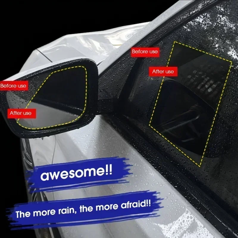 Car Rearview Mirror Protective Film Anti Fog Membrane Anti-Glare Waterproof Rainproof Car Sticker Clear Film