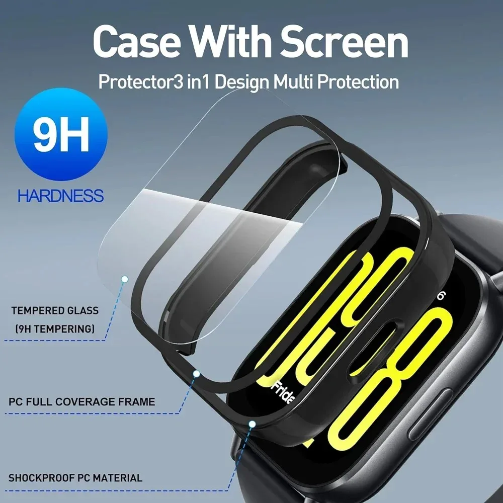 Magnetic Silicone Watch Strap with Protective PC Case & Glass Screen